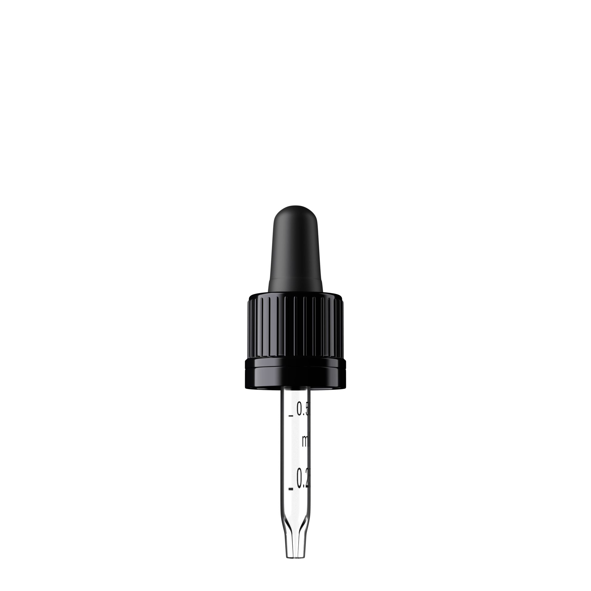 Oswego Pipette, TE, DIN18, black, TPEs, dose 0.7 ml, conical tip (Orion 5) grad. b-A01