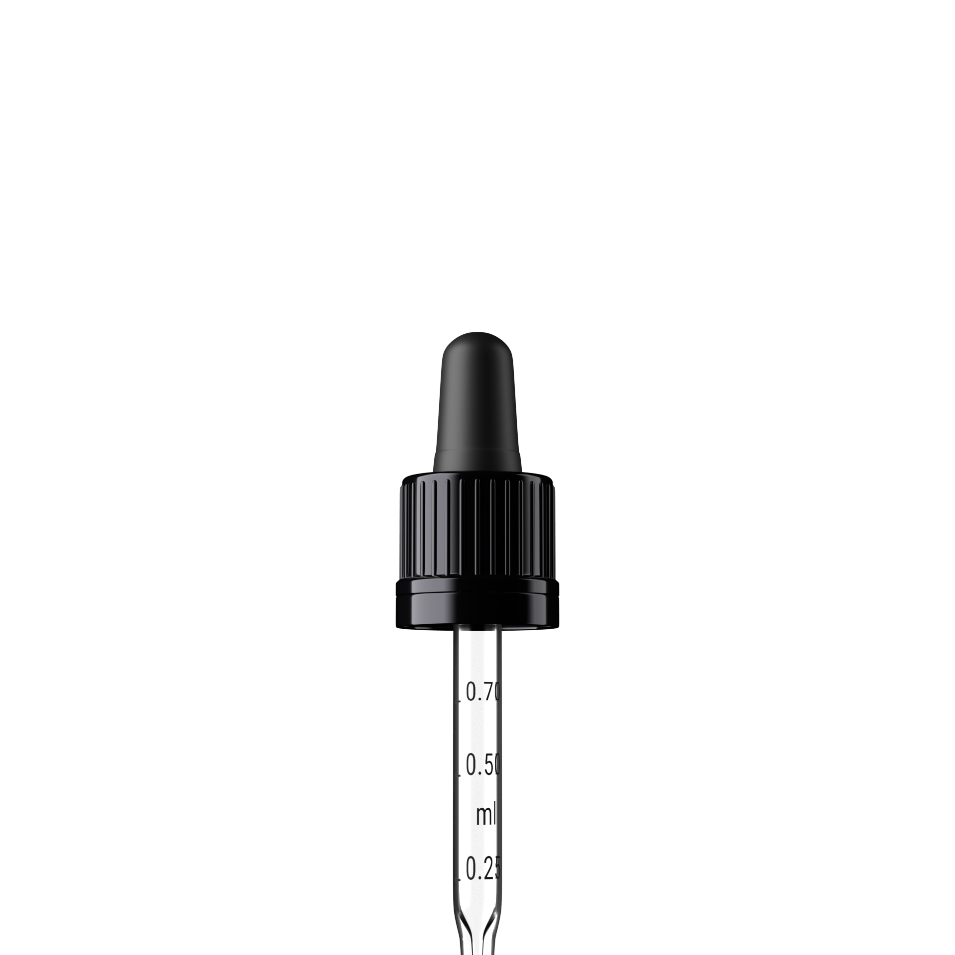 Oswego Pipette, TE, DIN18, black, TPEs, dose 0.7 ml, conical tip (Orion 10) grad. b-A01