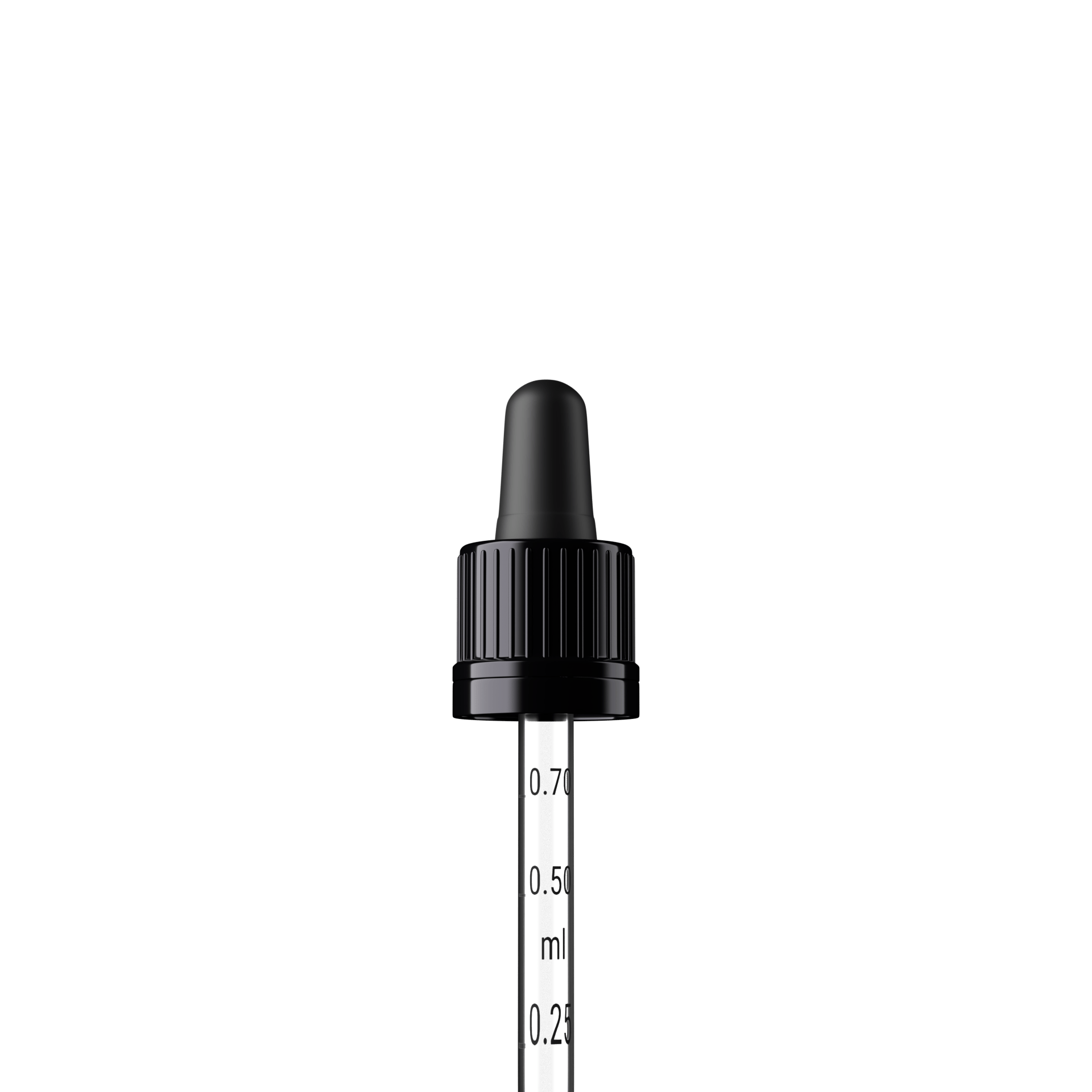 Oswego Pipette, TE, DIN18, black, TPEs, dose 0.7 ml, conical tip (Orion 20) grad. b-A01