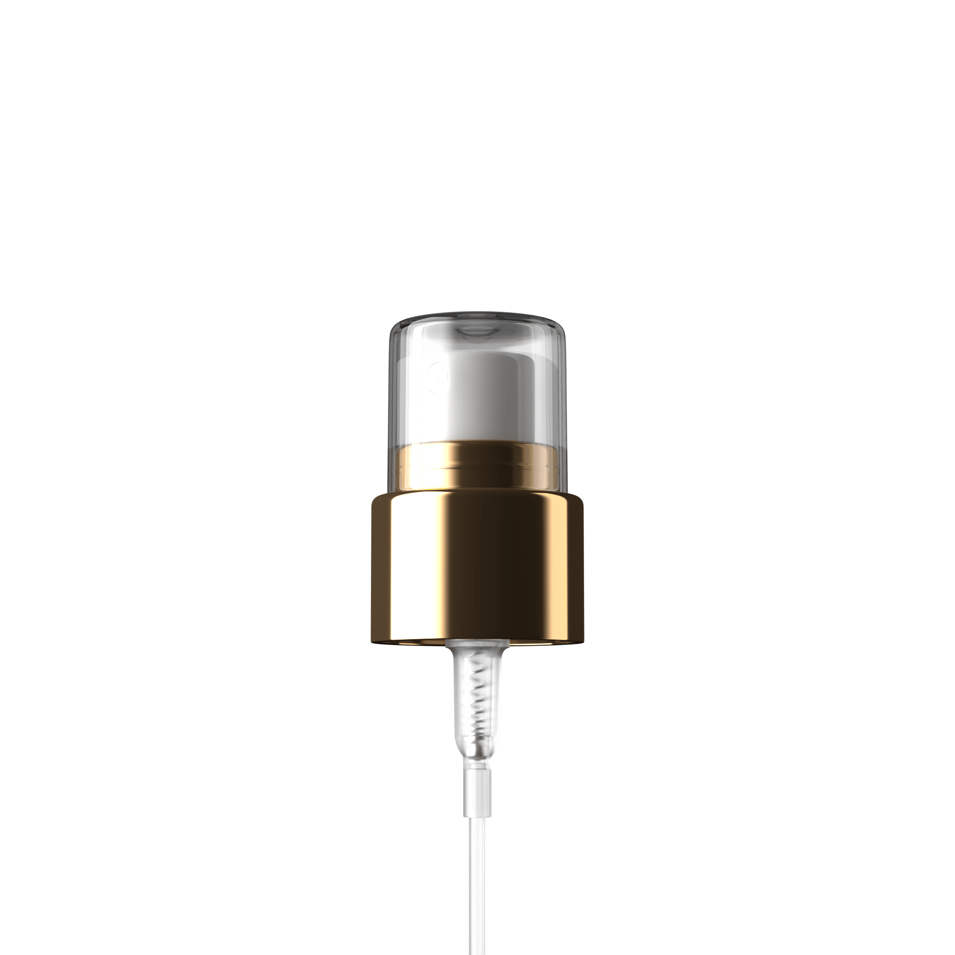 Como Spray cap, 24/410, PP/metal, gold, dose 0.20 ml, transparant overcap (Capella 150)