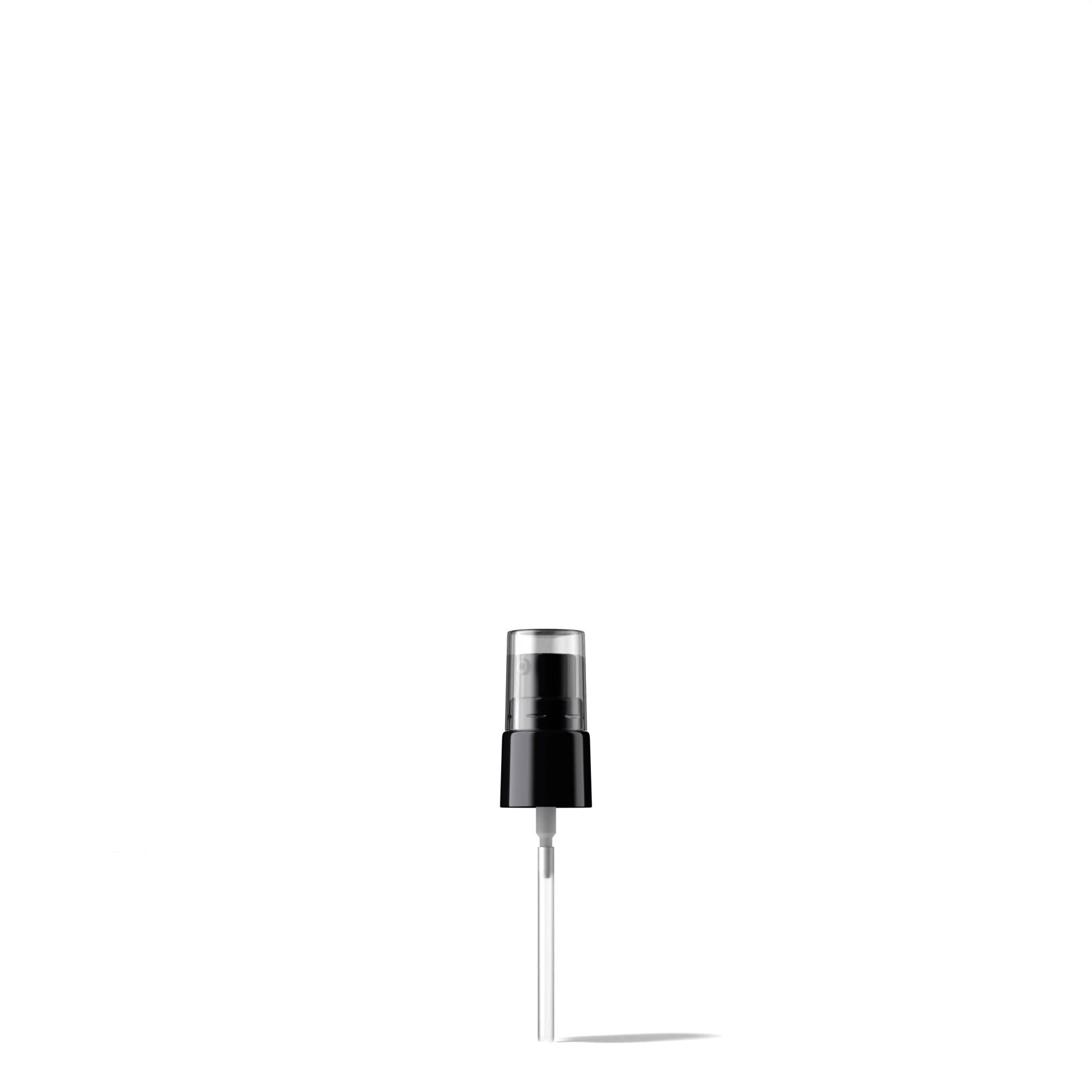 Neva Pump cap, 18/415, PP black, dose 0.10 ml, transparent overcap (Virgo 30)